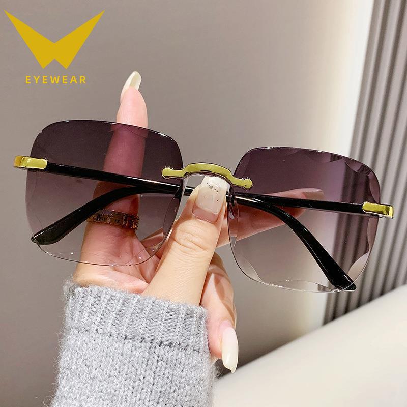 Frameless Trimmed Sunglasses Trendy Sunglasses Women'S I Uv Protection Sunglasses