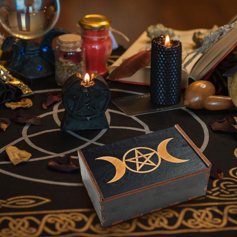 Wooden Trinket Box Tarot Card Case Vintage Trinket Box Wood Jewelry Box Small Wood Vintage Multifunctional Box For Tarot Card