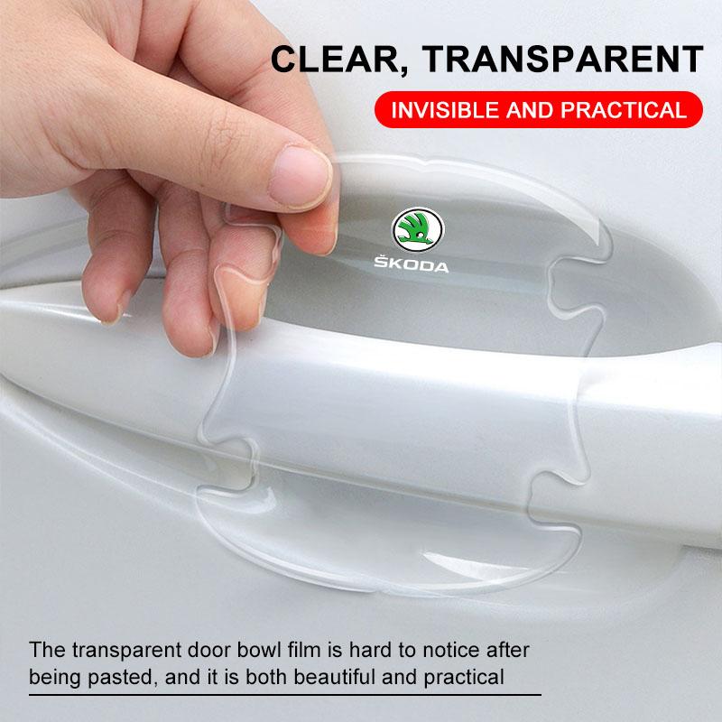 Car Body Anti-Collision Protection Strip Auto Door Handle Bowl Anti-Scratch Sticker for Skoda Octavia Fabia A7 Kamiq Kapoq Kodiaq Rapid SCALA Superb
