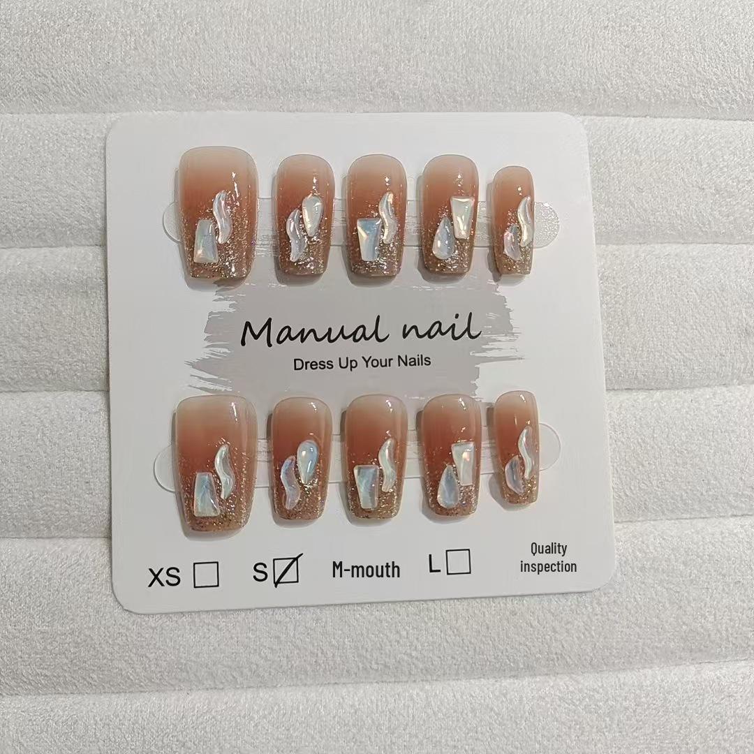 

Sparkling Diamond Glitter False Nails Set - 10 Pieces, Medium Tapered, Colorful and Handmade.