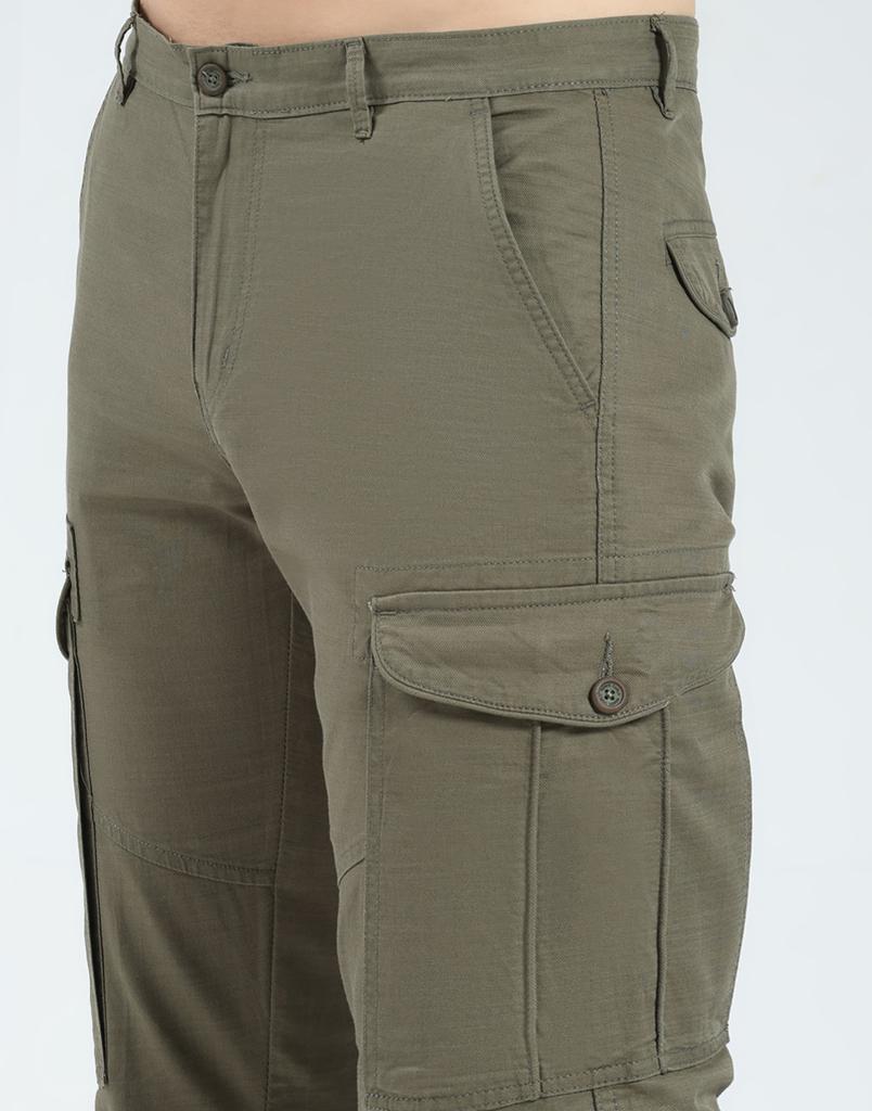 Monte Carlo Men's Slim Fit Solid Cargo Pants