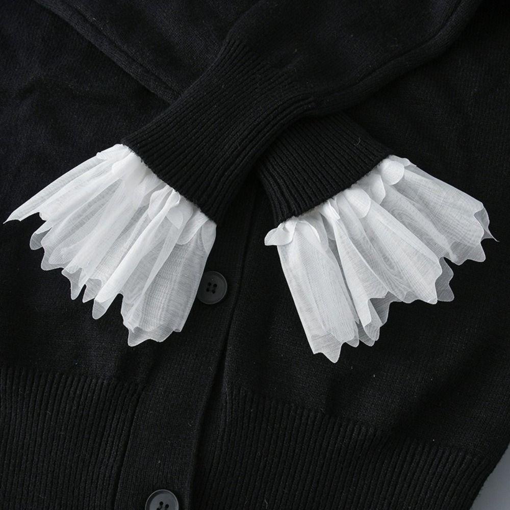 White Black Fake Cuff Detachable Wrist Cuff New Lace Cuff  Nail Tips Display Sleeve