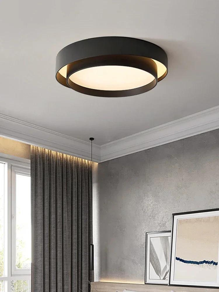 Modern Round LED Ceiling Lamp Bedroom Ceiling Light 30cm/40cm/50cm Black White Chandelier Minimalist Home Decor Lighting Fixture