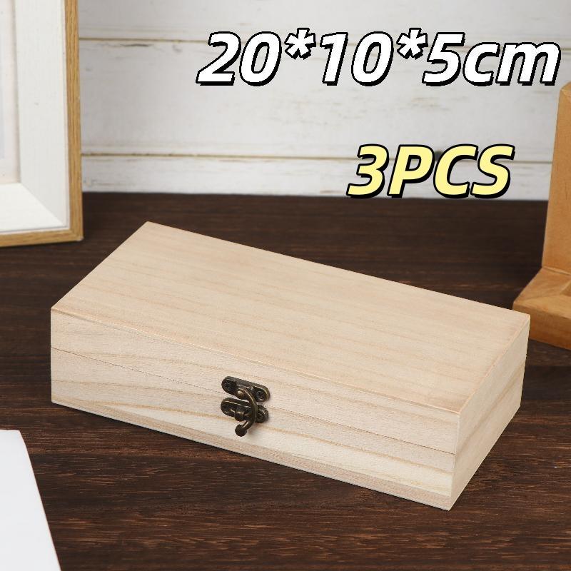 1/3Pcs Rustic Vintage Style Wooden Storage Box With Hinged Lid Keepsake Box Organizer For Trinket Home Decor Crafts Art Hobbies