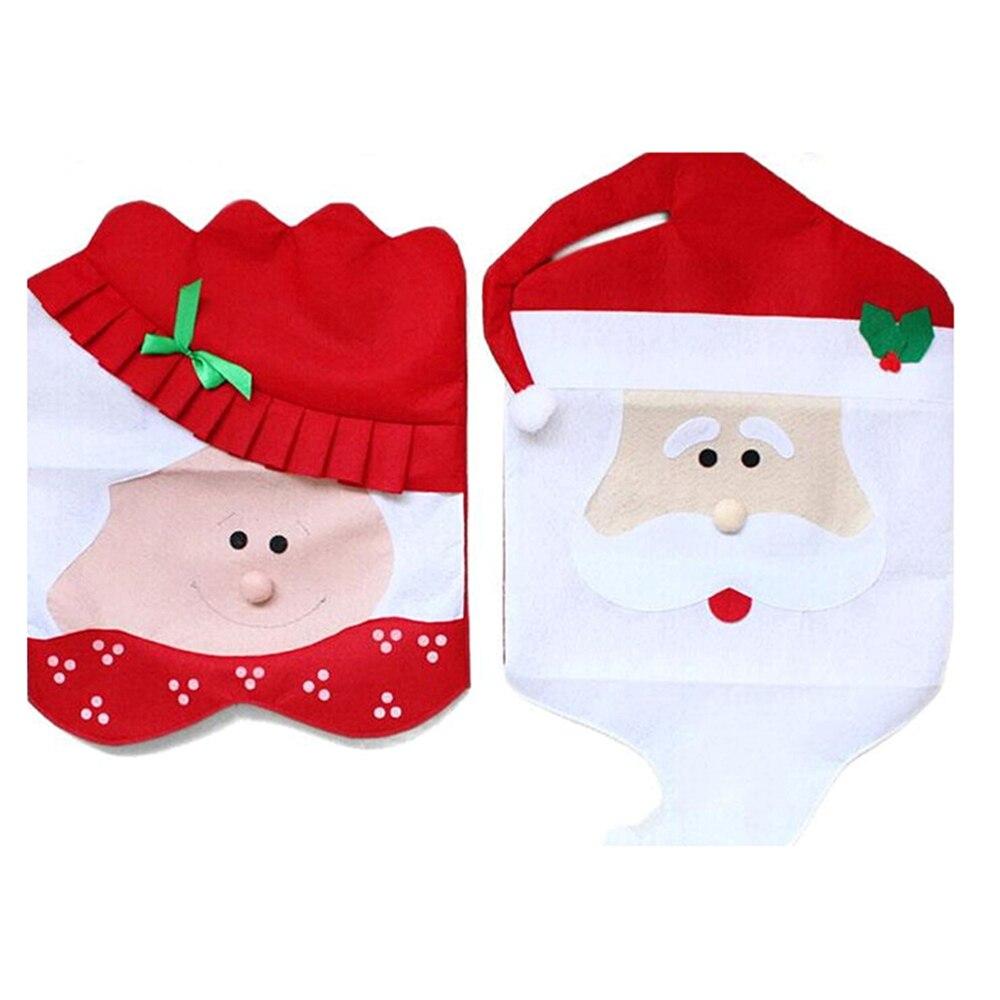 Jule Stoltrekk Spisebord Rød Nisselue Stolryggdeksel Nyttår Jul Hjemmedekorasjon Ornament