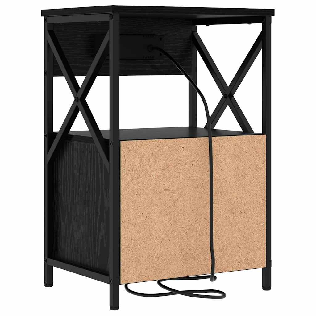 Nightstand Set of 2 Black Oak Effect 40 X 31 X 60 Cm