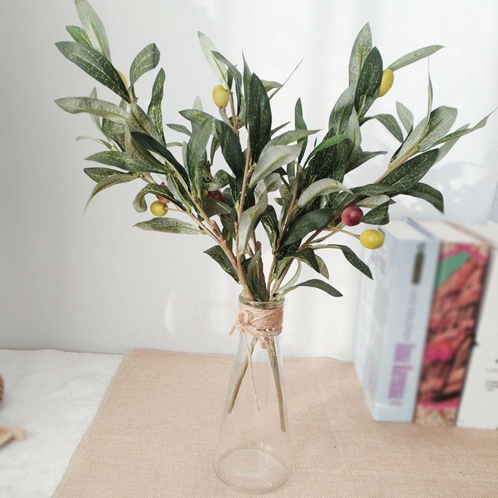 Plastic Artificial Olive Branch With Olive Fruit Fake Plant Decoration DIY Projects