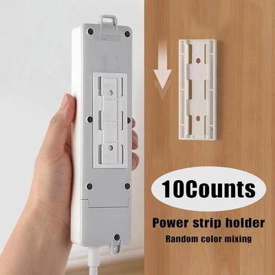 4 Counts Self Adhesive Power Strip Holder, No Need To Punch Holes Desktop Socket Fixer for Home Office Cable Management
