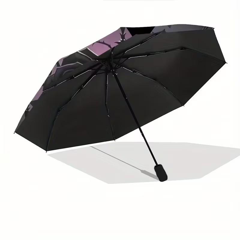 1 Gothic Rose Design Automatic Folding Umbrella | Compact Travel Umbrella with 8 Iron Ribs, Lightweight and Portable, Ideal fo