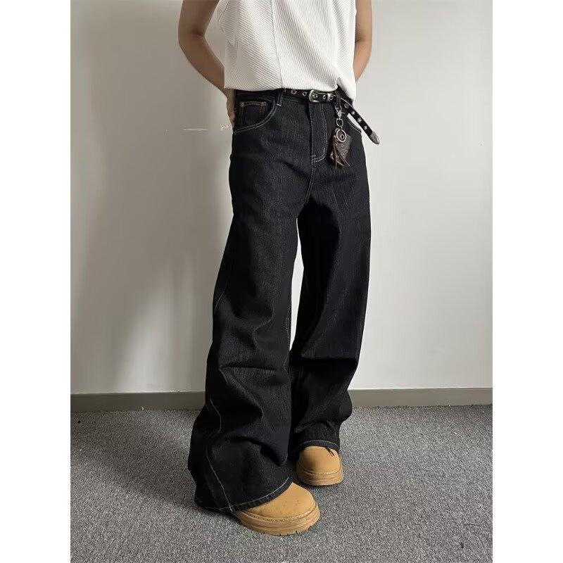 Retro Street Design Daily Casual Straight Jeans Men's Spring New Loose Versatile Wide Leg Pants