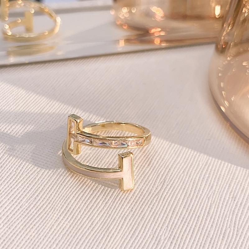 Chic Geometric Shaped Drip Glaze Ring With Colorful Diamonds For Women Stylish Fashion Accessory J2768