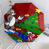 1pc Tom and Jerry pattern Umbrella Portable Folding Umbrella Iron Frame Hole Bone Structure Outdoor Home Umbrella