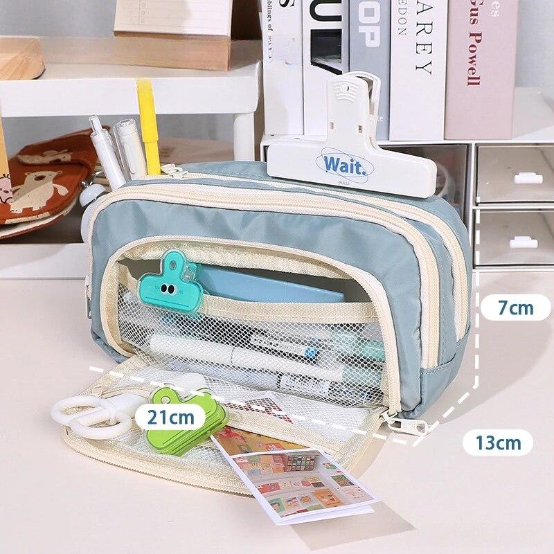 1 adet Kırtasiye Çantası Kalem Kutusu Büyük Kapasiteli Kalem Kutusu Kırtasiye Kutusu Kozmetik Çantası Taşınabilir Hediyeler