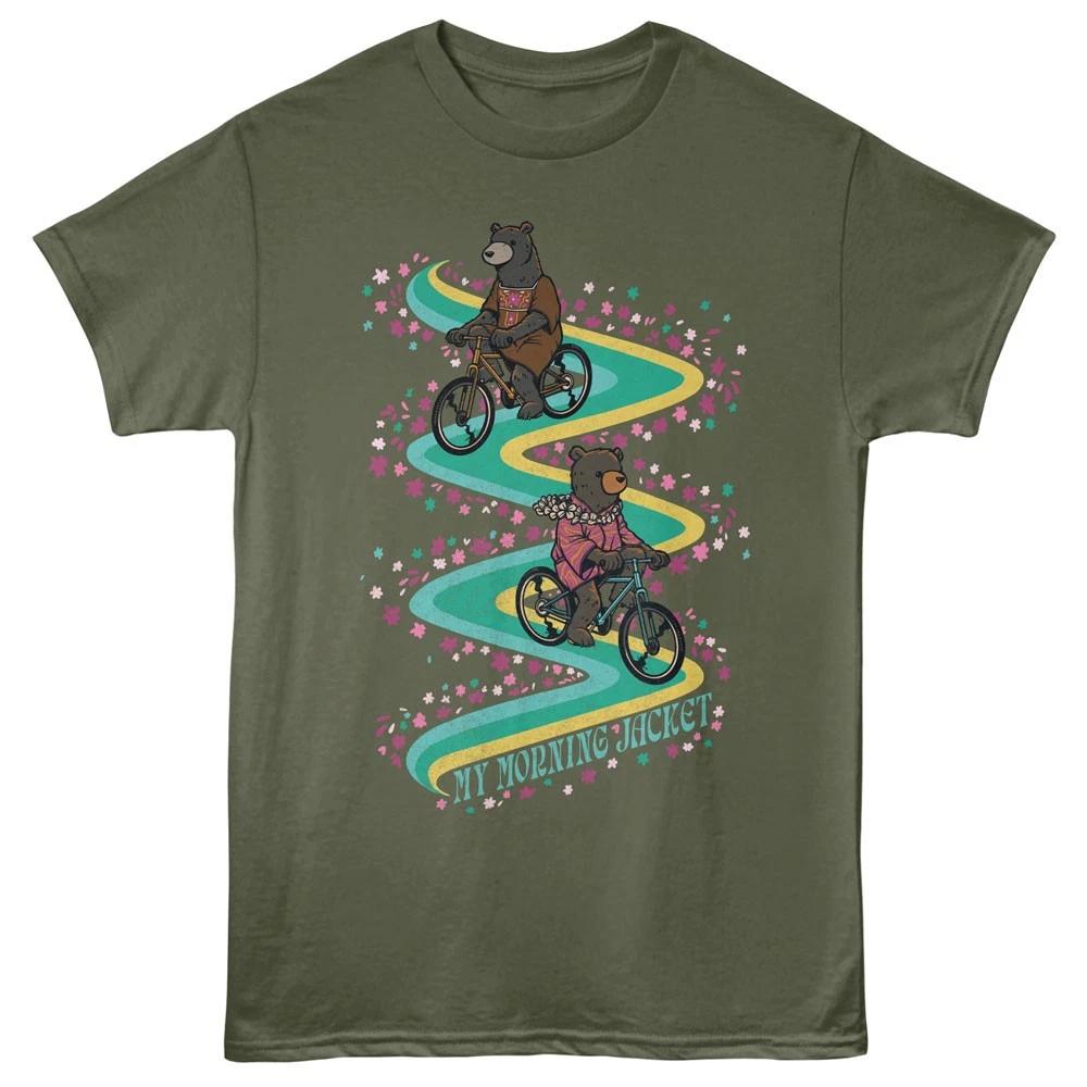 My Morning Jacket Band Rainbow Flowers Biking Bears Men s T shirt 2XL