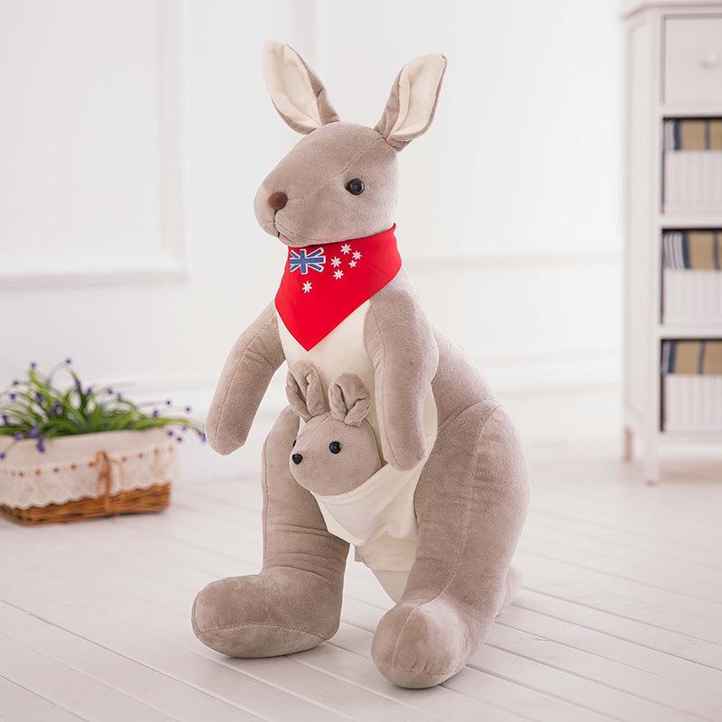 Scarf Mother and Son Kangaroo Doll Australian Simulation Plush Toy Doll