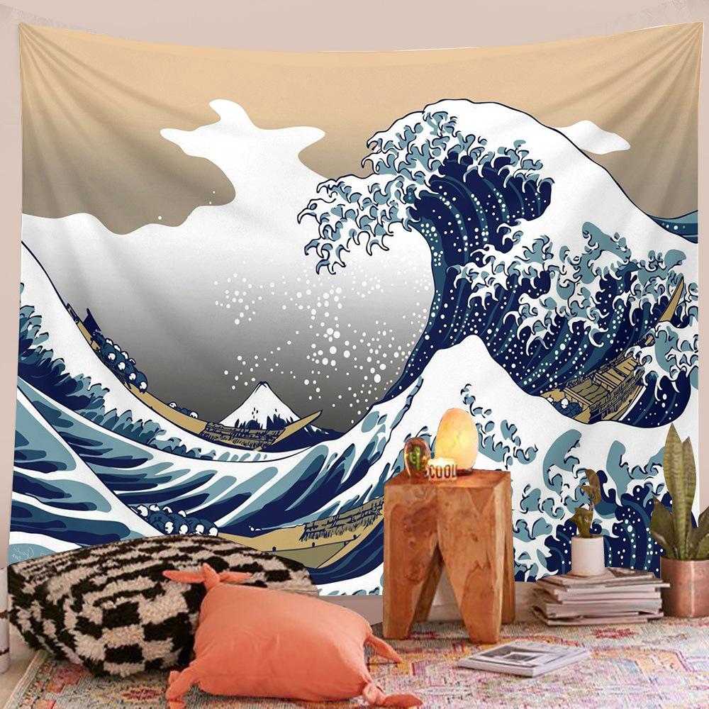 Japanese Wave Tapestry Wall Hanging For Boys Girls Teens Room Decor Oriental Eastern Asian Theme The Great Wave Wall Tapestry