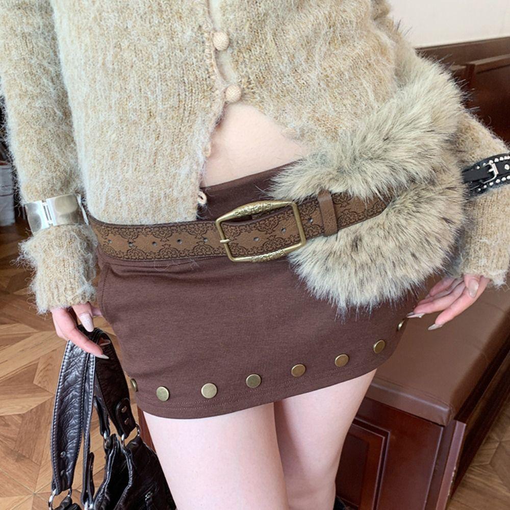 Faux Fur Furry Waistband PU Leather Plush Belt Fashion Y2K Waistband  Dress Decoration