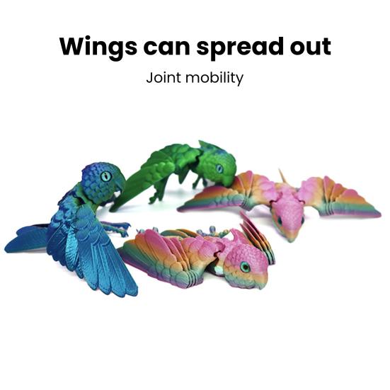 3D Printed Flexible Parrot Model Articulated Bird Figurine with Wing And Movable Joint Collectible Animal Ornaments for Home Office