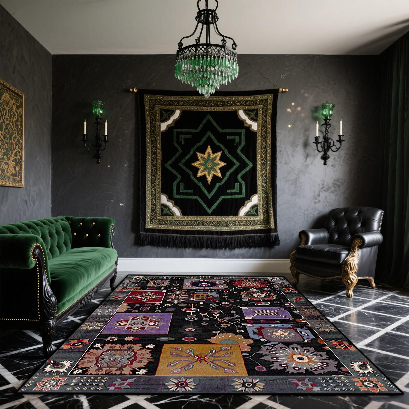 

Bohemian Retro Rugs Living Room Easy Clean Non-slip Washable Carpet for Bedroom Home Decoration Persian Foot Mat 60*90cm