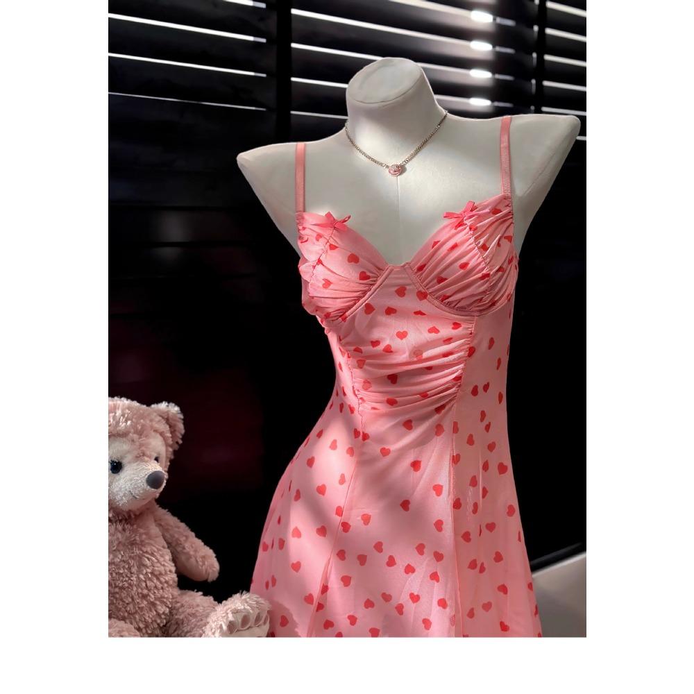Domila Erotic Underwear Pure Desire Peach Suspender Skirt Small Chest Pajamas Sexy Uniform Love Hollow Suit Women