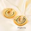 30MM Fashionable Striped Stainless Steel Earrings - 18K Gold Plated