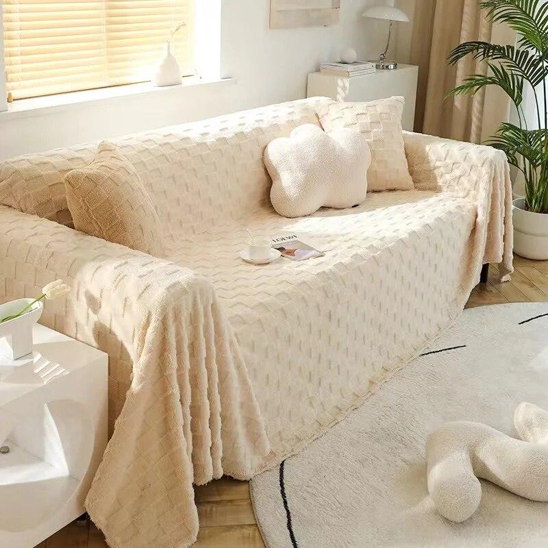 Culoare Solidă Jacquard Catifea Secțională Husă de Sofa Iarnă Super Moale Pluș Husă de Sofa Gros Non-alunecare Huse de Canapea pentru Camera de Zi
