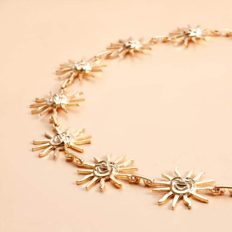 Smiley Sun Waist Chain Metal Body Jewelry Adjustable Belly Chain Dress Accessory Punk Style Layering Belly Dancer