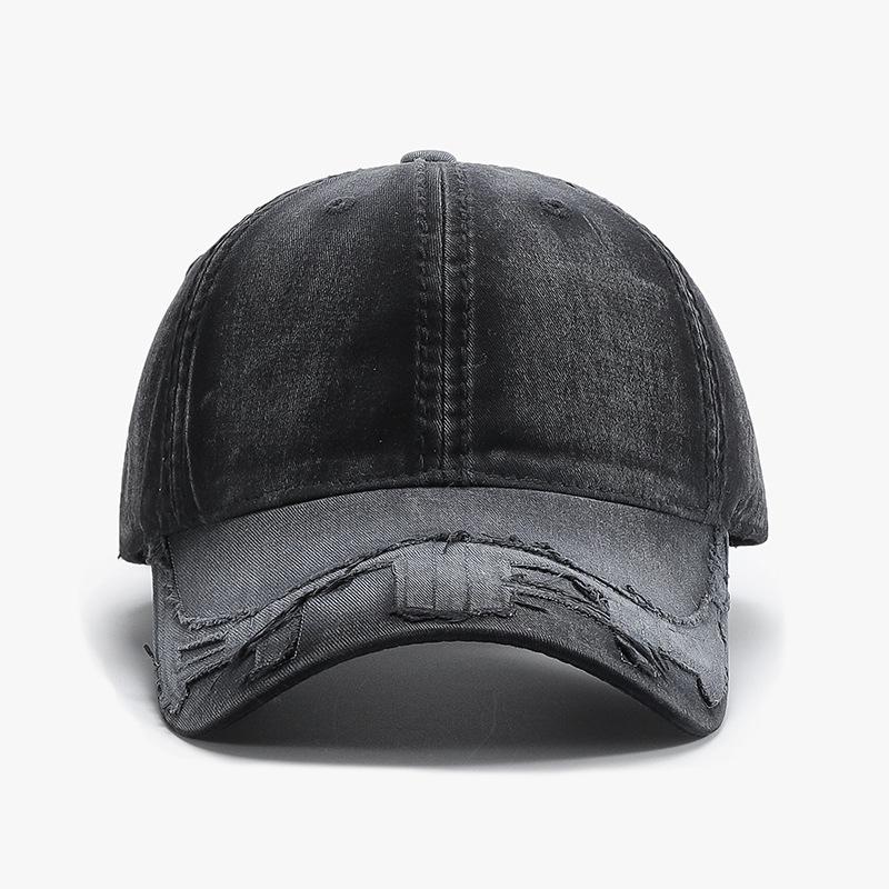 Zealous Sole Women's Black New American Washed Old Baseball Hat For Men And Wide Brim, Big Face, Small Peaked Cap For Men And Versatile Trend