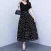 Women's Plus Size Flattering Black Polka Dot Summer Dress