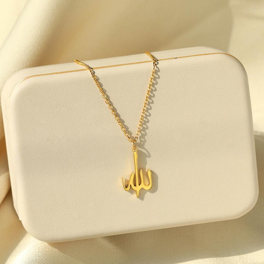 Arabic Symbol Pendant Necklace Stainless Steel Personalized Neckchain Unique Muslims Islamic Collarbone Chain Jewelry