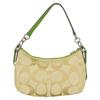 Gebruikte COACH Schoudertas 28206E canvas/leer beige groen één riem