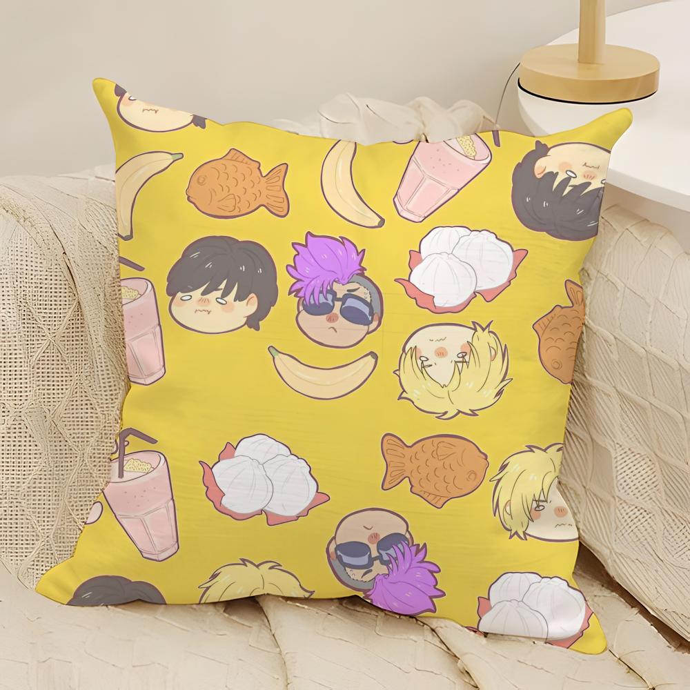 Anime Love Banana Fish Pillow Case Natural Linen Double-Sided Printing Sofa Home Decor Cushion Cover