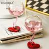 300ML Red Heart Bottom Glass Goblet Mug Red Wine Glass Cup Borosilicate Heat-resista Glass Cocktail Glass Valentine's Day