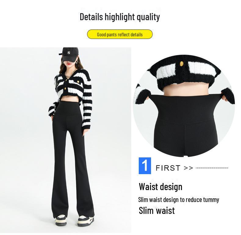 Women's High-Waist Plus Velvet Flared Pants - Warm, Slim & Loose Fit for Autumn/Winter