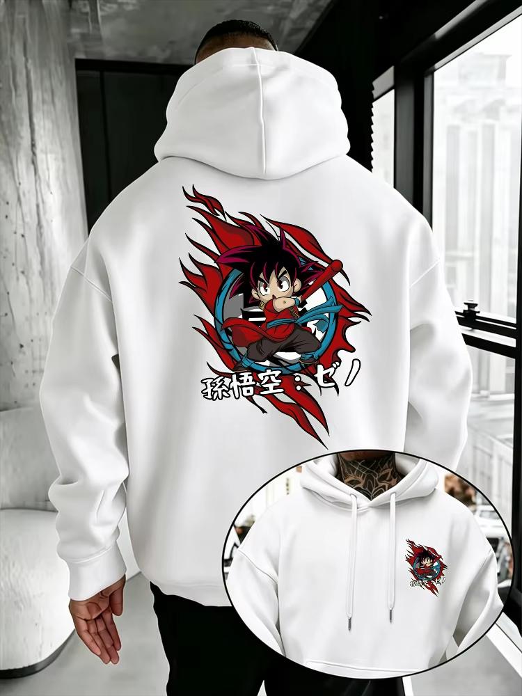 Dragon Ball Men's Hoodie Young Son Goku Print High Quality Warm Loose Fit Pullover