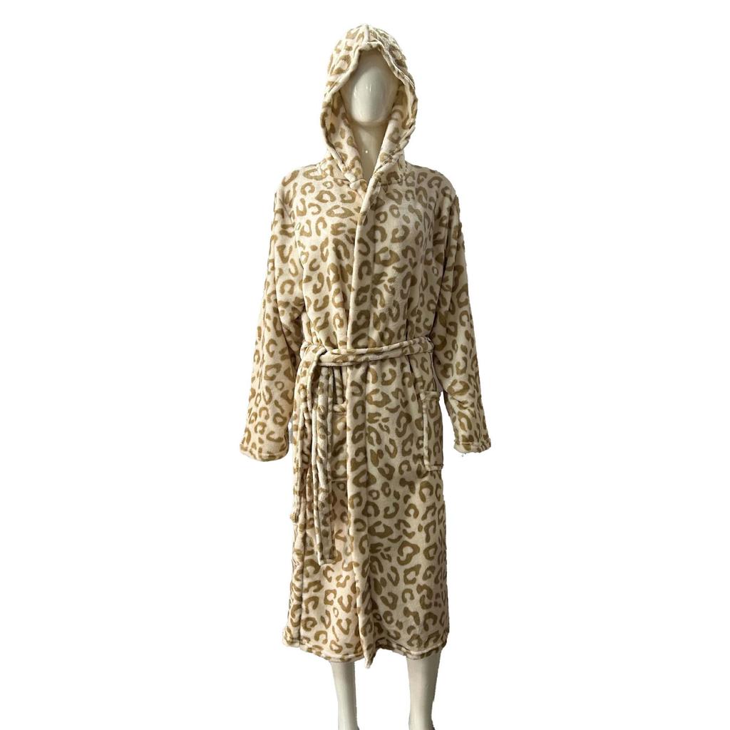 Couples' Casual Flannel Hooded Bathrobe Pajamas