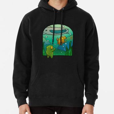 Men Premium Cotton Harajuku Hoodies Aquarium Octopus Whale Shark Frog Artwork Print Funny Style Round Neck Casual Pullover
