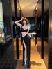 Sexy Nightclub Deep V Long Dress with Thickened Cups & High Slit