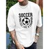 European Sizes Men's Soccer Ball Print Crew Neck T-Shirt - Short Sleeve Casual Sports Tee with Realistic, Jersey for Game Day & Casual Attire