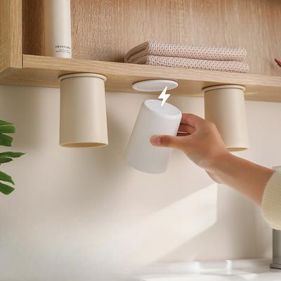 Vaso Magnético Invertido para Enjuague Bucal, Vaso para Cepillado de Pareja Montado en la Pared sin Necesidad de Perforación, Vaso para Lavabo a Prueba de Polvo y Humedad