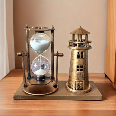 1 pz. Ornamento timer faro in bronzo antico per la stagione scolastica, regalo timer vintage per ufficio e arredamento per la casa, ornamento da tavolo tridimensionale 3D