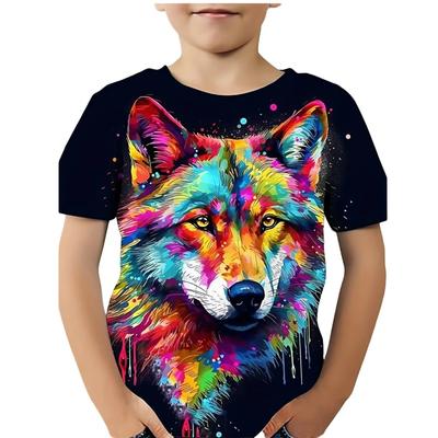 Child T Shirt Cool Wolf Graphic T-Shirt for Boys Clothes 3D Printed Girl Short Sleeve T-Shirts Casual Black Baby Summer Clothes