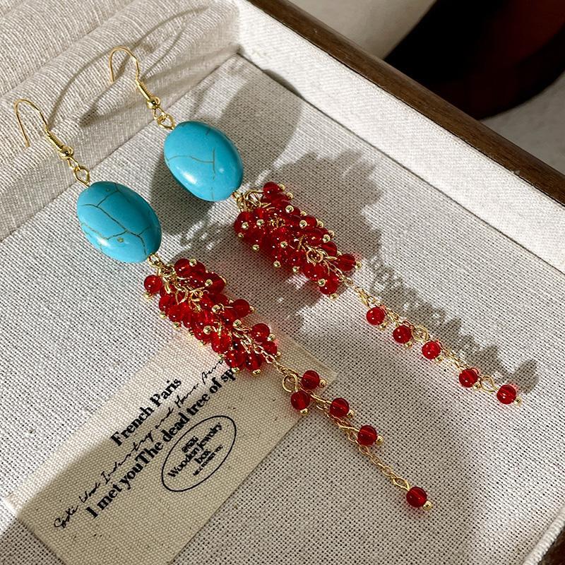 Oval tassel ear hook simple light luxury high-end earrings niche fashion exaggerated personality earrings women