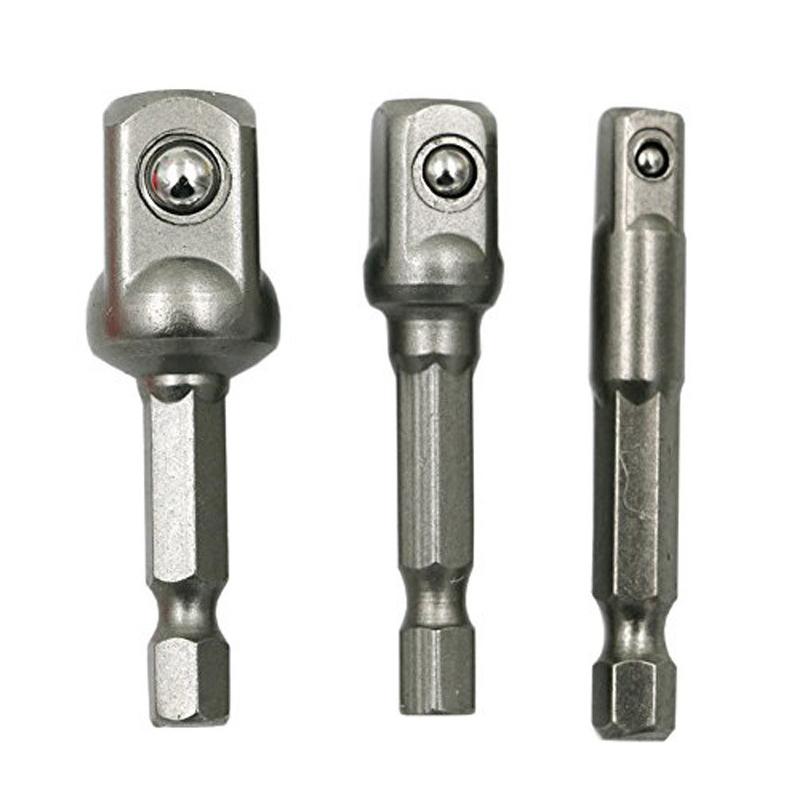3 st Borrsockeladapter Slagborr Förlängning Borrskär Stång Sockeladapter 1/4 3/8 1/2 Storlek Sexkantsskaft Fyrkantshuvud Borrskär