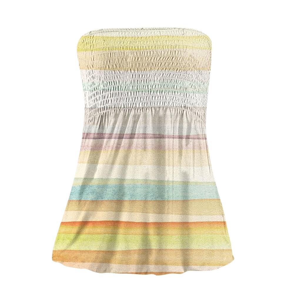 Tube Tops For Women,Cute Sexy Off Shoulder  Print Sleeveless T-Shirt