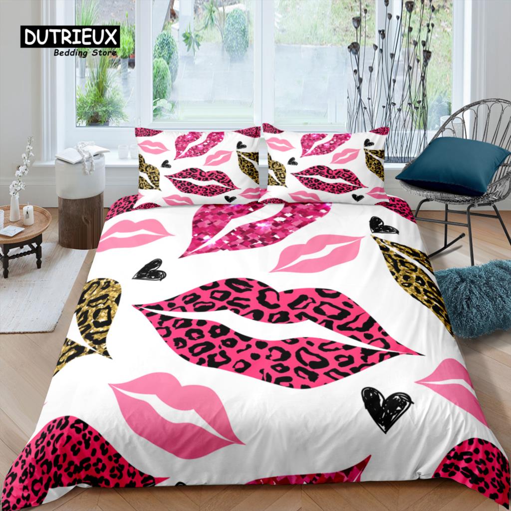 Home Living Luxus 3D Sexy Lippen Bettwäsche Set Mädchen Bettbezug Set Kissenbezug Kinder Bettwäsche Set Queen und King EU/US/AU/UK Größe