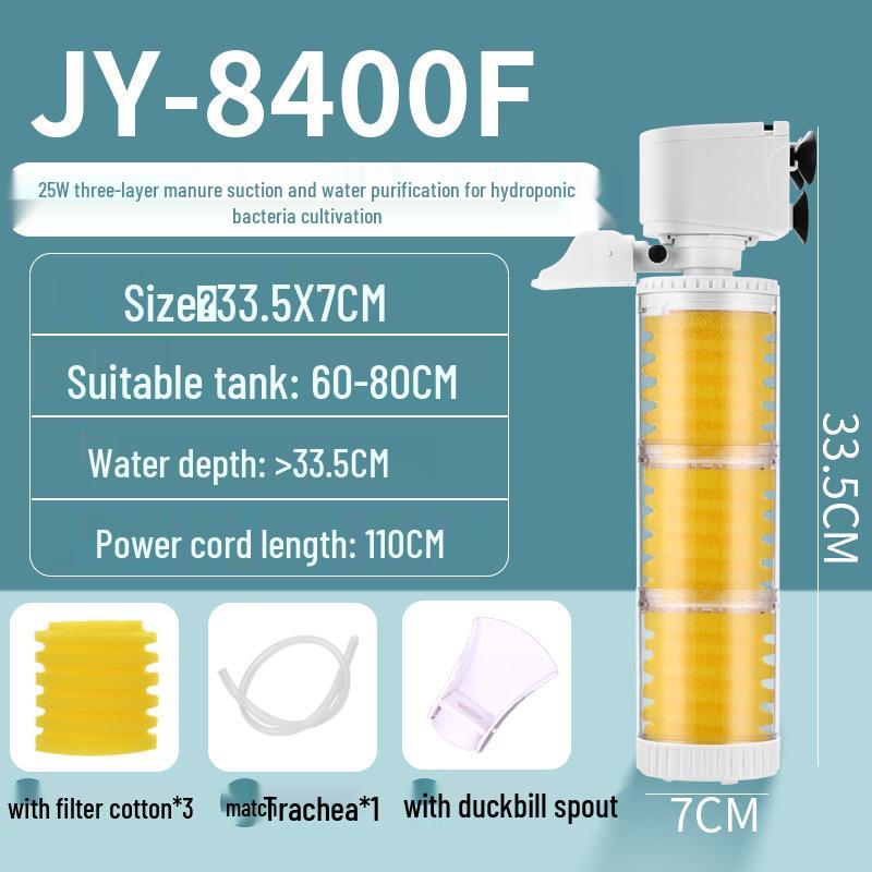 3-in-1 Aquarium Filter & Feces Separator with Built-in Circulating Water Pump