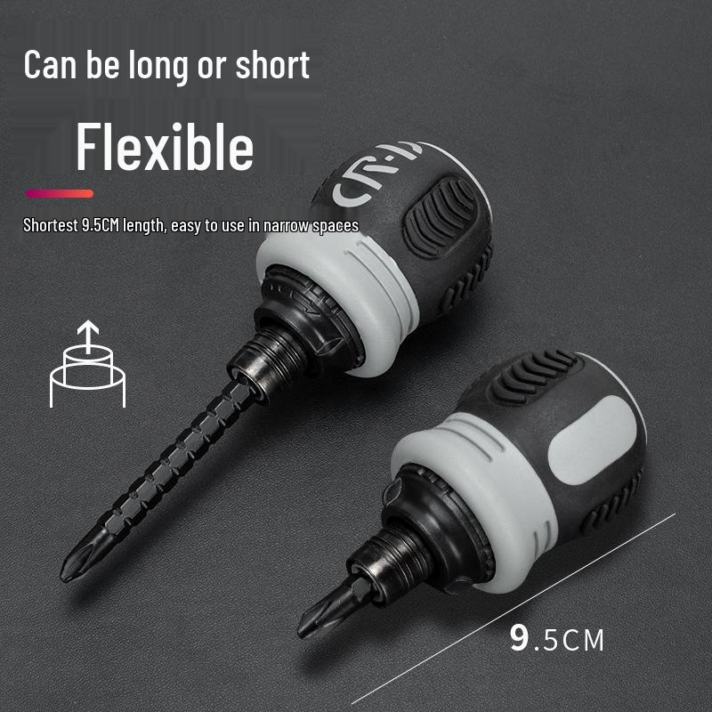 Telescopic Ratchet Screwdriver Set with Assorted Bits - Two-Way, Multifunctional, Labor-Saving