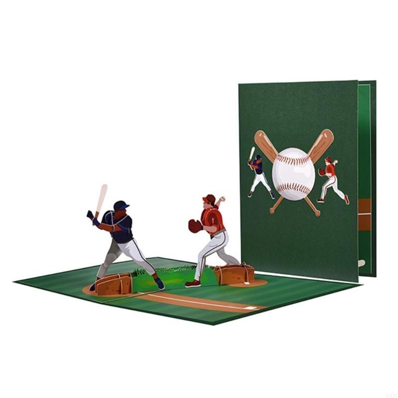 Y5JC 3D Baseball Pop-Up Card Birthday Card with Envelope Greeting Card for Men Women China Mainland