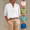 Women Ruffled V Neck Long Sleeve Blouse Loose Solid Color Casual Commuter Shirt Top 3678#